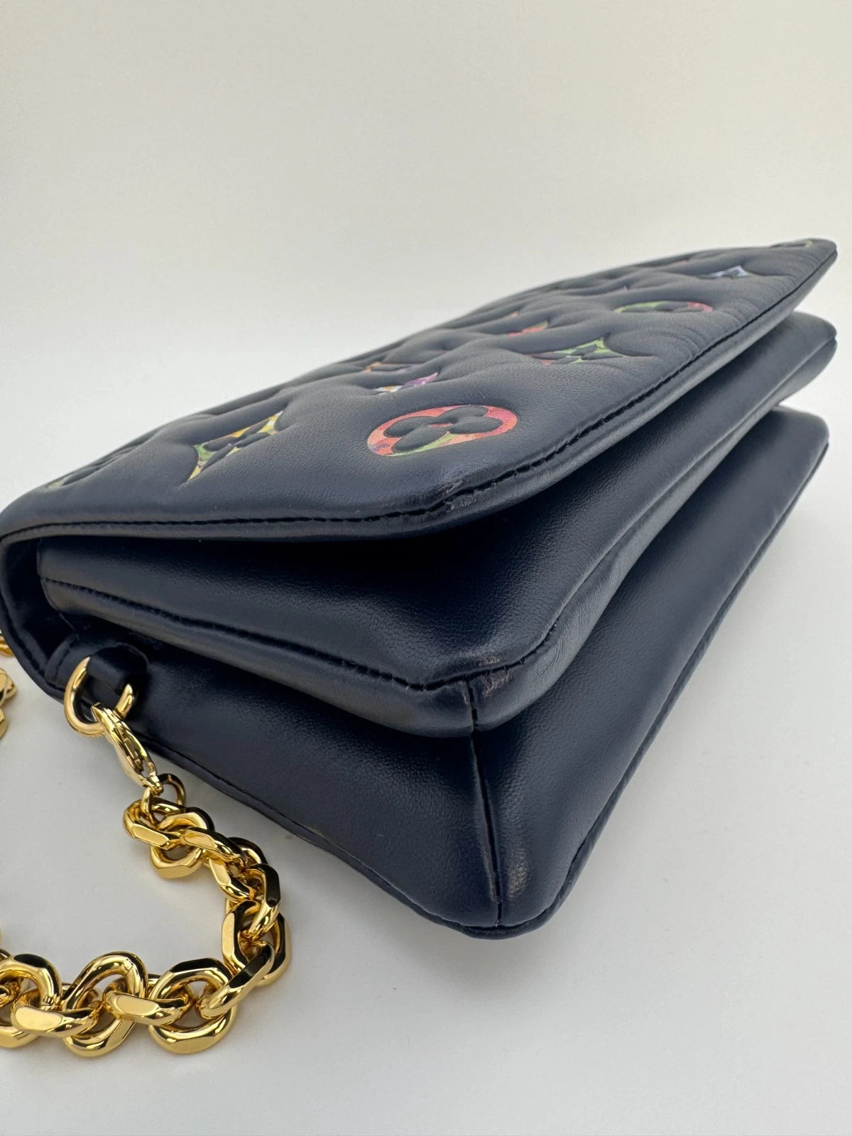 Louis Vuitton Multicolor Monogram Leather Wallet Navy Blue LV Logo