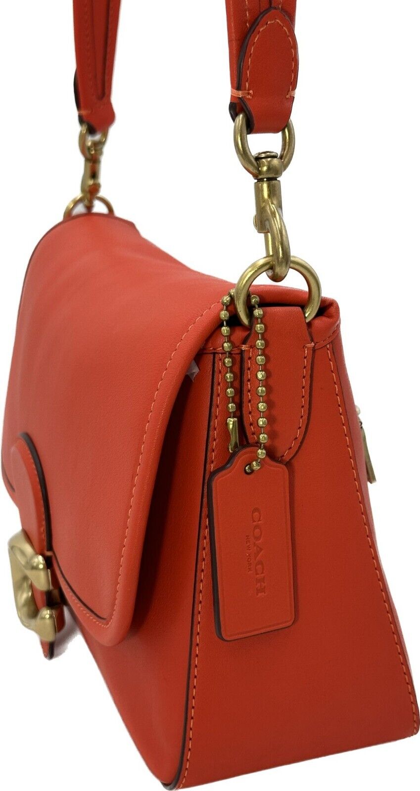 Coach Women's Red Orange Soft Tabby Calf Leather Shoulder Bag