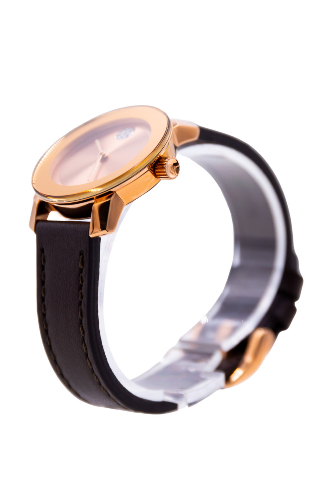 Movado Bold Rose Dial Brown Leather Ladies Watch 3600438 - Rose Gold PVD Case - 0885997218917