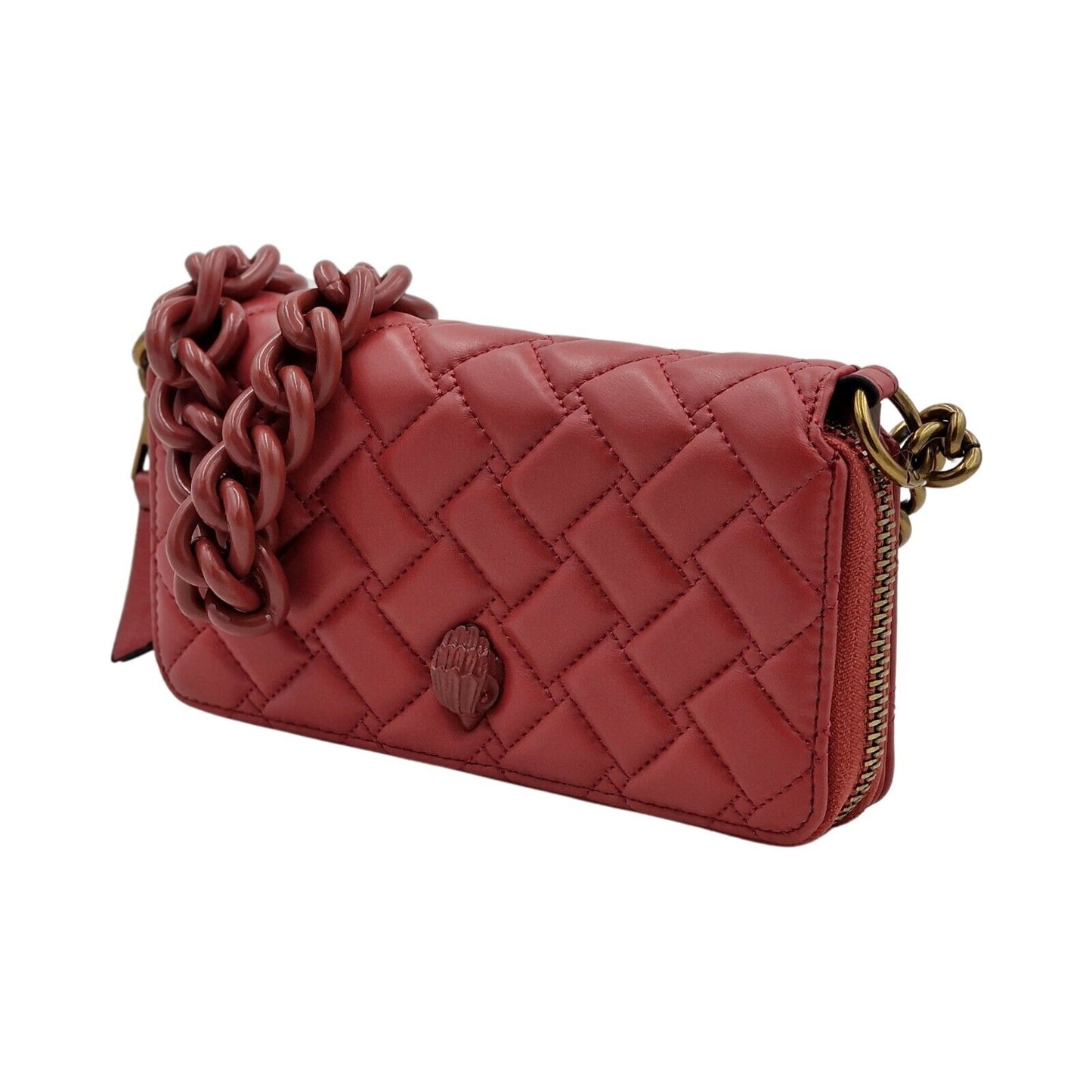 Kurt Geiger London Kensington Drench Red Quilted Leather Wallet Crossbody