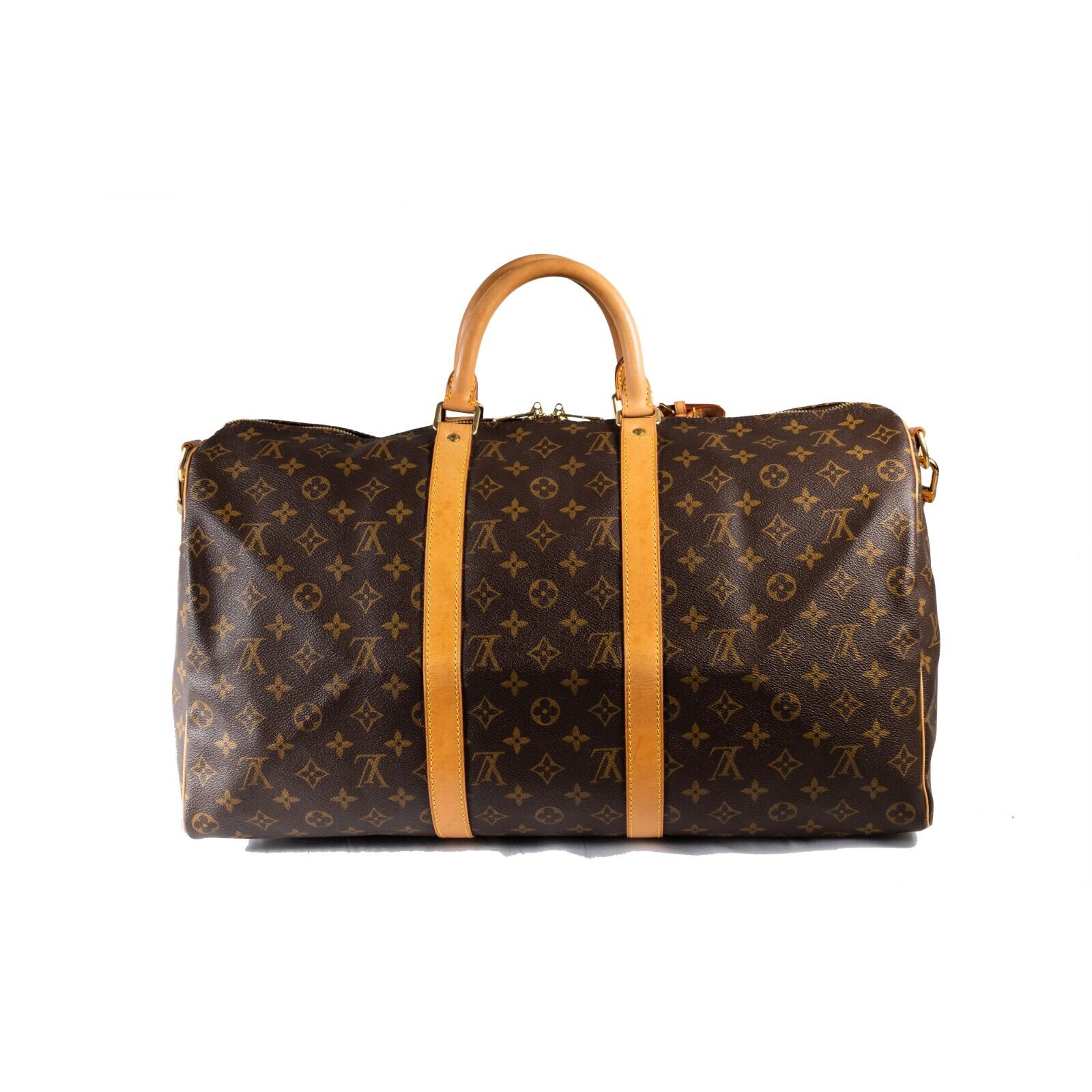 Louis Vuitton Vintage Brown Monogram Canvas Keepall Bandouliere Duffel Bag -Pre Loved