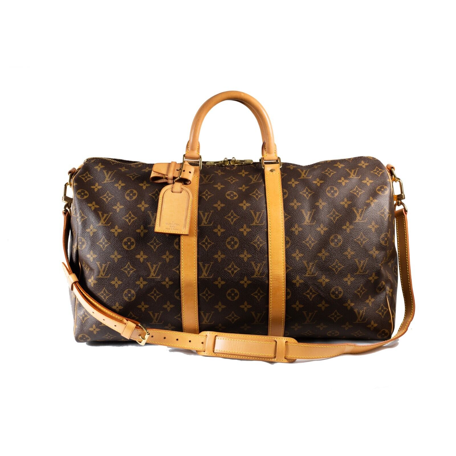 Louis Vuitton Vintage Brown Monogram Canvas Keepall Bandouliere Duffel Bag -Pre Loved