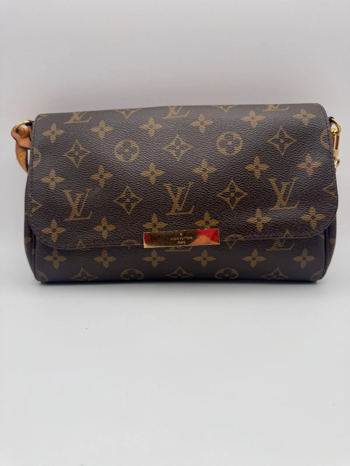 Louis Vuitton Monogram Canvas Shoulder Bag Brown LV Flap Crossbody Handbag Gold