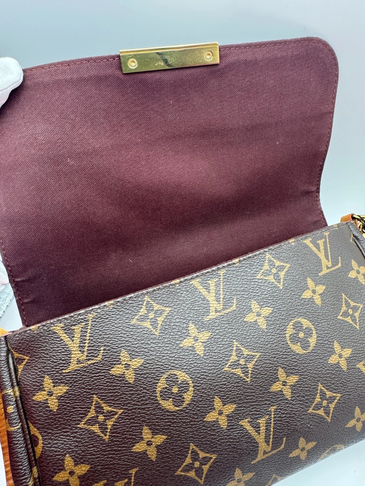 Louis Vuitton Monogram Canvas Shoulder Bag Brown LV Flap Crossbody Handbag Gold