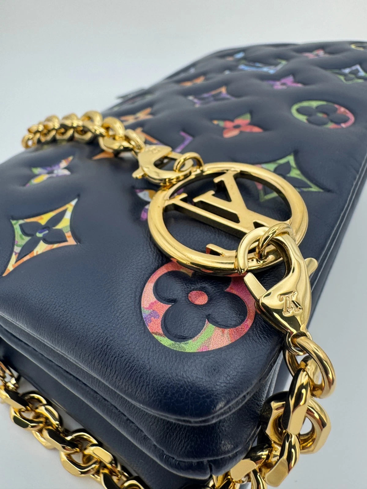 Louis Vuitton Multicolor Monogram Leather Wallet Navy Blue LV Logo