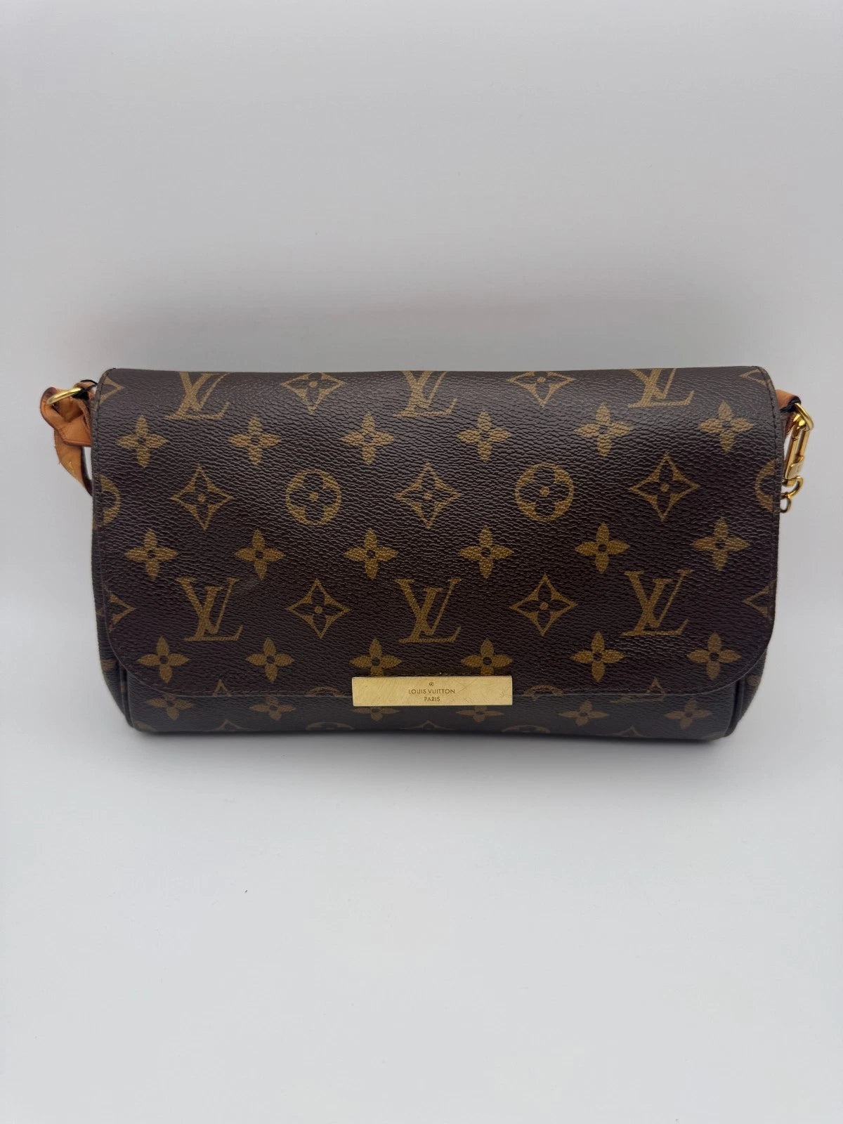 Louis Vuitton Monogram Canvas Shoulder Bag Brown LV Flap Crossbody Handbag Gold