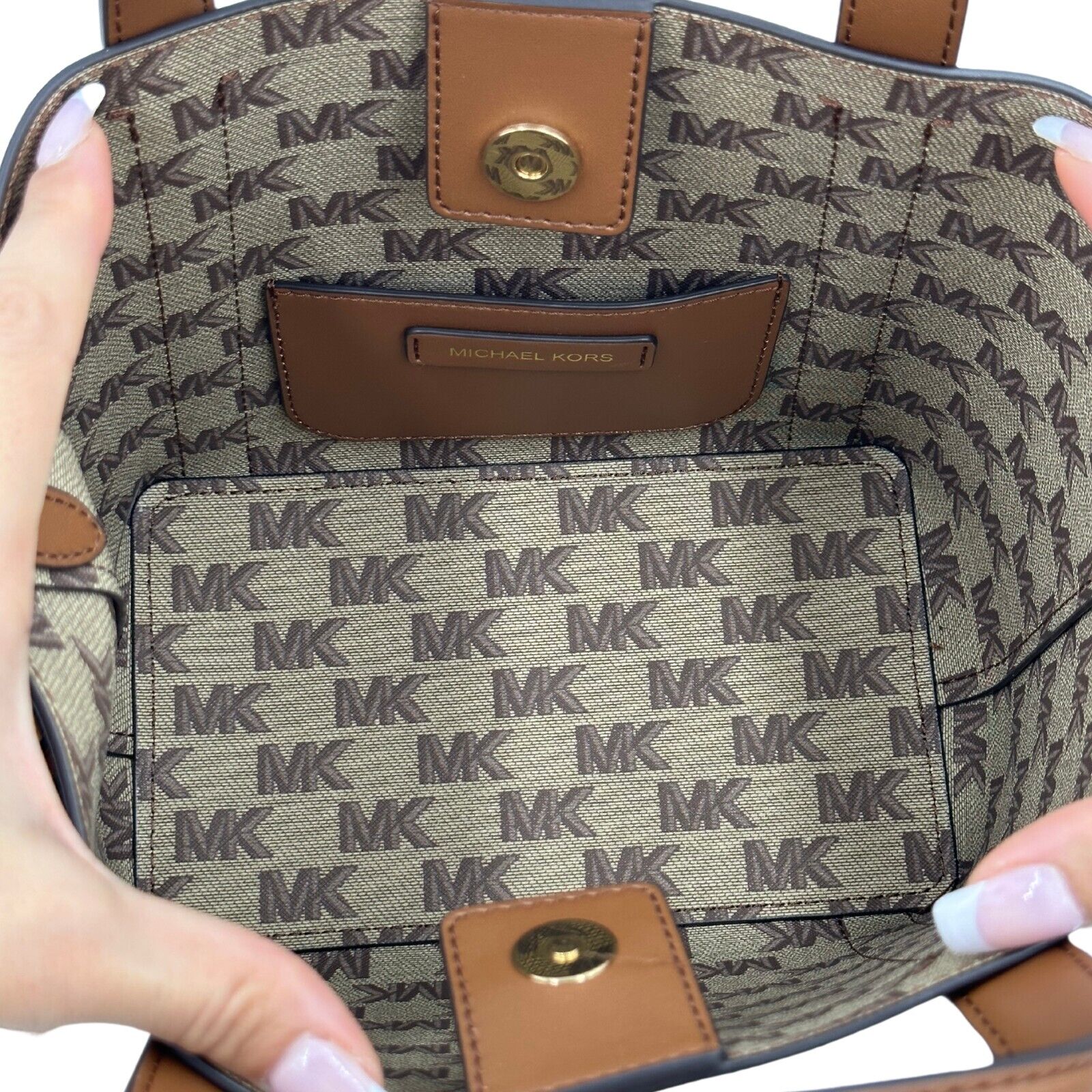 Michael Kors Hadleigh Small Double Handle Tote Bag - Luggage - 196237212863