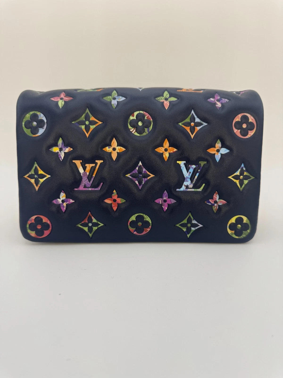 Louis Vuitton Multicolor Monogram Leather Wallet Navy Blue LV Logo