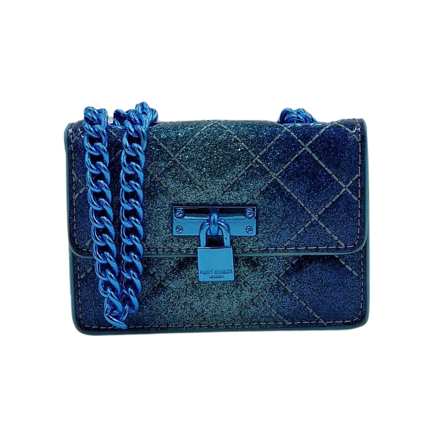 Kurt Geiger London Micro Brixton Crossbody Bag - Blue Glitter