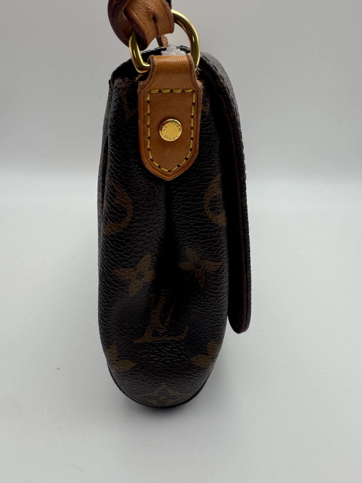 Louis Vuitton Monogram Canvas Shoulder Bag Brown LV Flap Crossbody Handbag Gold