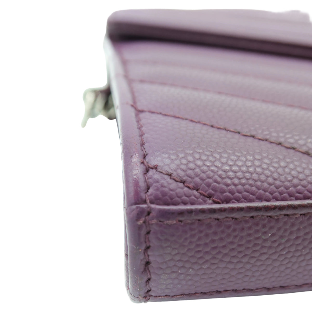Saint Laurent Cassandre Envelope Chain Wallet Purple Chevron Grain de Poudre Leather WOC – additional photo 7