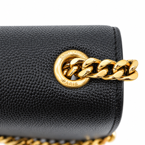 Saint Laurent Kate Black Grain de Poudre Leather Chain Wallet Clutch Gold YSL Logo – additional photo 9