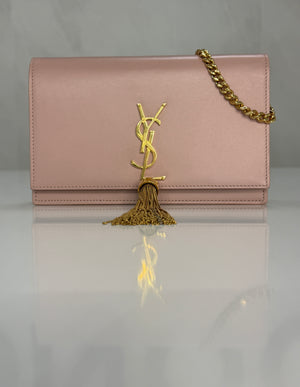 Saint Laurent Kate Tassel Wallet on Chain Pale Pink Leather Crossbody Clutch Bag – additional photo 2
