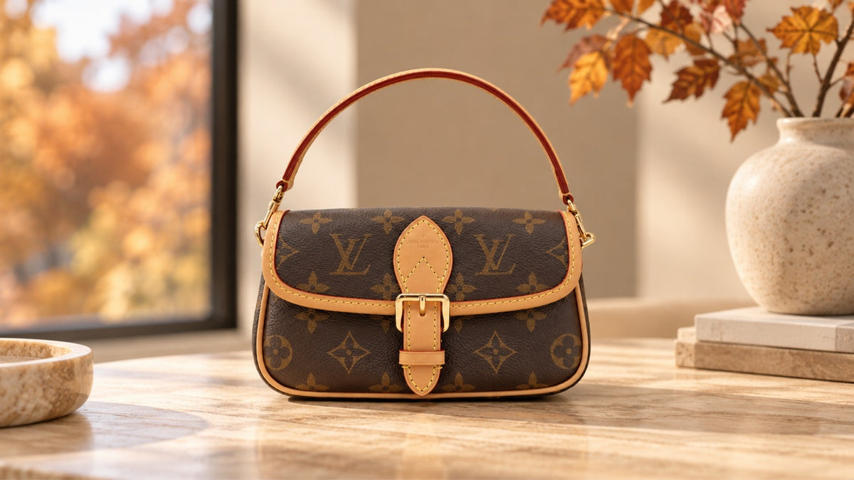 UNOO homepage hero - Louis Vuitton monogram bag, autumn