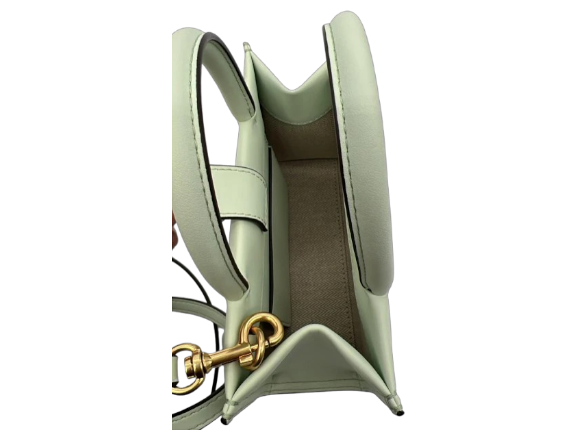 Tory Burch Mini Ella Leather Tote Bag – Green – Double T Logo Handbag New W/O Tags