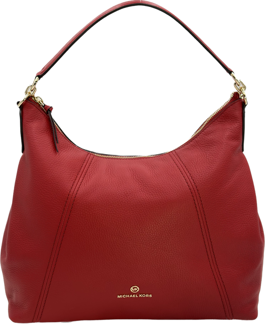 Michael Kors Women's Sienna Crimson Large Pebbled Leather Shoulder Bag