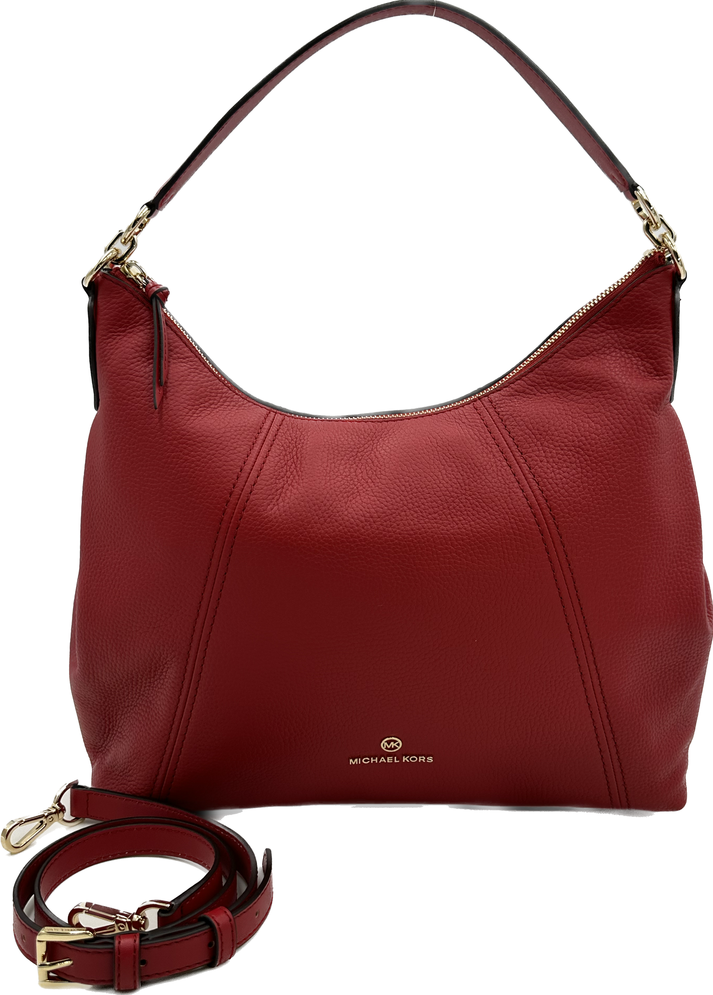 Michael Kors Women's Sienna Crimson Large Pebbled Leather Shoulder Bag