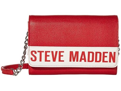 Steve Madden Red White Logo Crossbody Purse Bag Chain Strap New w/ Tag