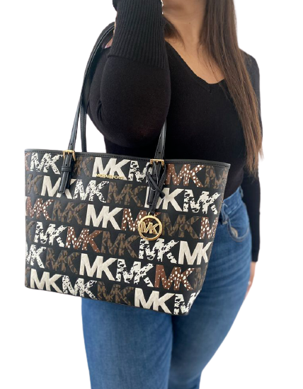 Michael Kors Jet Set Black Multi Carryall Tote