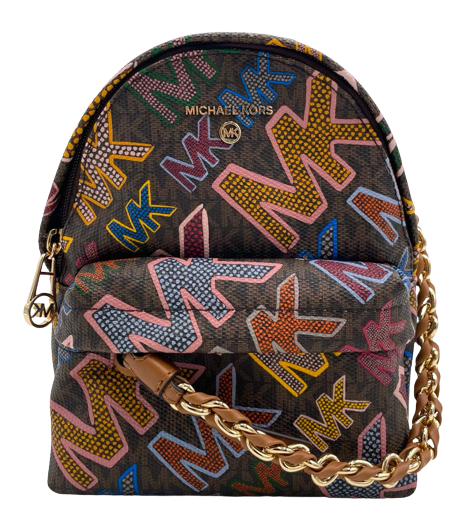 Michael Kors Slater Extra Small Brown Multicolor Convertible Messenger Backpack