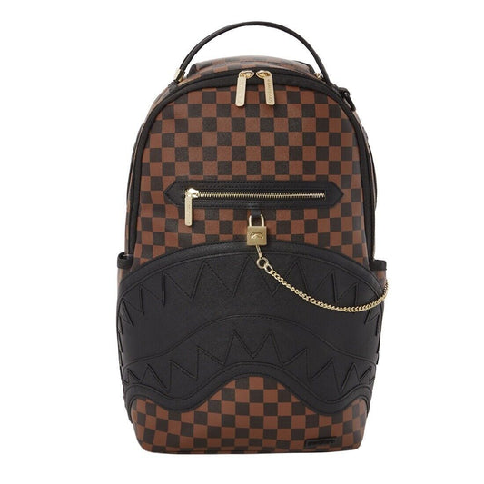 SPRAYGROUND Brown Checkered Backpack Henny Bag Shark Books Bag