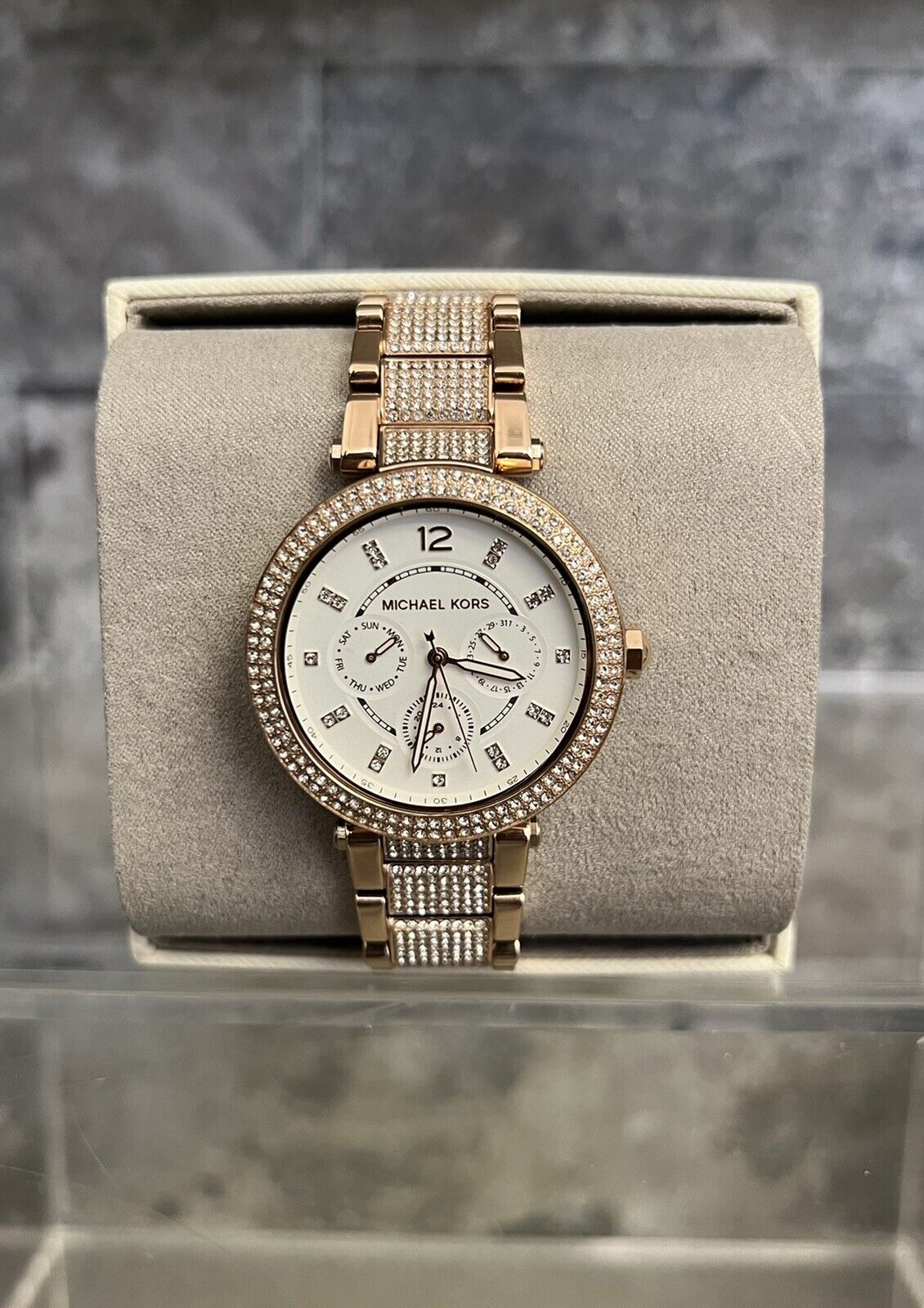 Michael Kors Parker Stainless Steel Rose Gold Watch With Glitz Accents MK6760