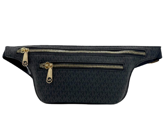 Michael Kors Black Signature Logo Double Zip Belt Bag Fanny Zip
