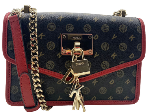 Elissa Small Heritage Signature Logo Black/Red Flap Shoulder / Handbag
