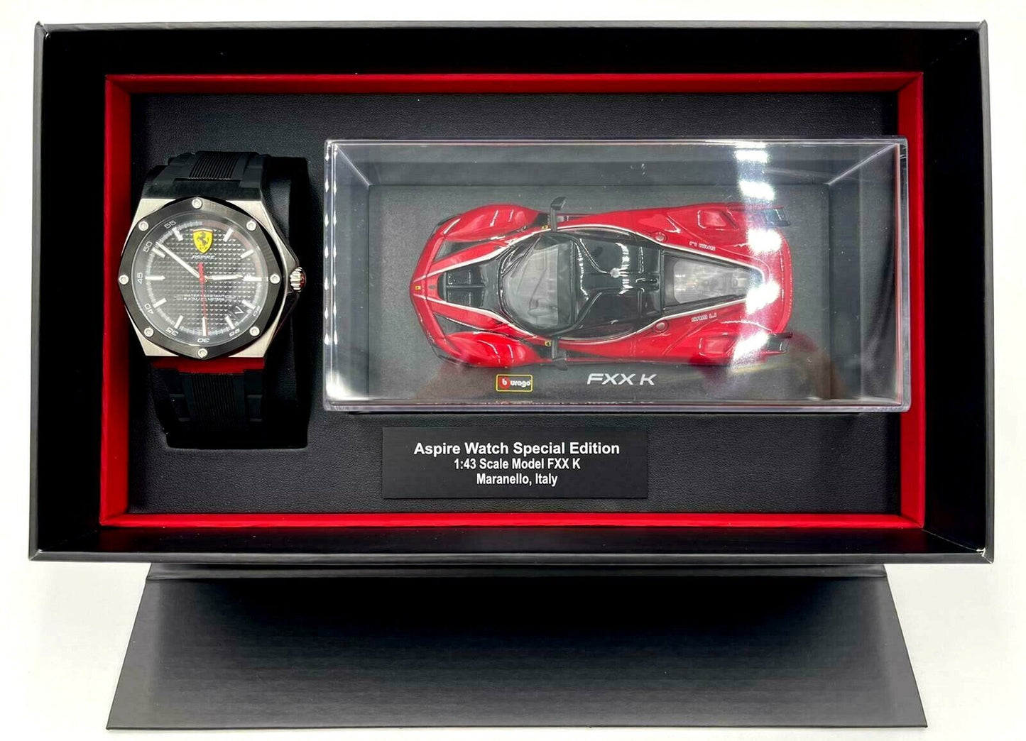 Ferrari Men's Aspire Watch with Black Silicone Strap & Scale Model FXX K