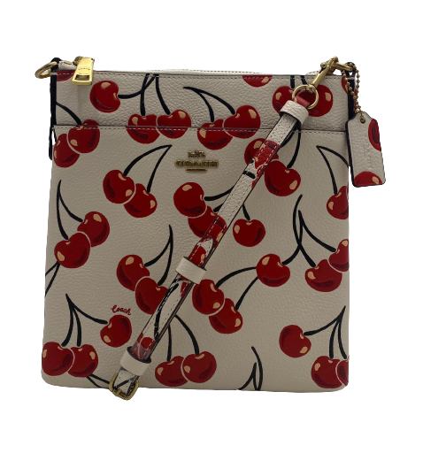 Coach Kitt Cherry Print Leather Messenger Crossbody bag