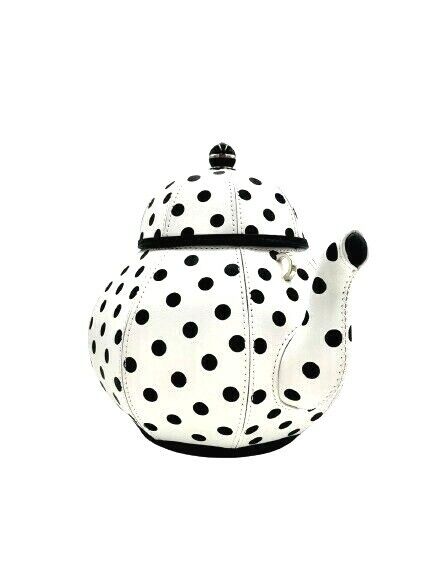 Kate Spade Alice In Wonderland Collection Black&White Polka Dot Teapot Crossbody
