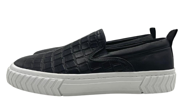 Karl Lagerfeld Paris Men's Black Laceless Crocodile  Leather Sneaker Size 11