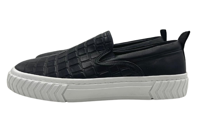 Karl Lagerfeld Paris Men's Black Laceless Crocodile Leather Sneaker - Size 11