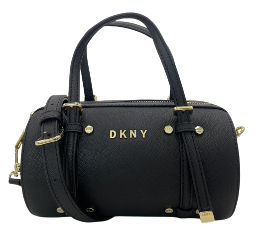 DKNY Small Cylinder Black Duffle Crossbody Bag