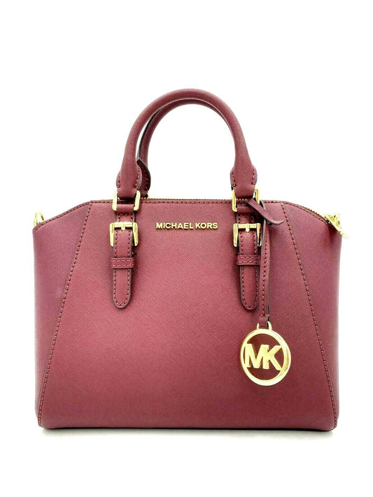 Michael Kors Ciara Merlot Medium Messenger Leather Satchel Crossbody