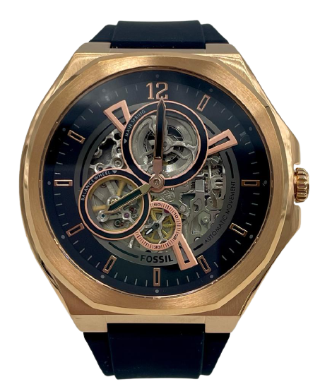Fossil Men's Evanston Automatic Black Silicone Watch BQ2622
