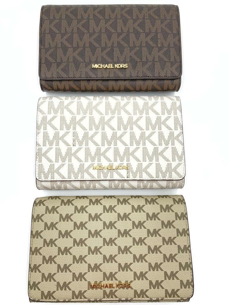 Michael Kors PVC Signature Logo Large Flap Crossbody Clutch