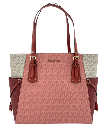 Michael Kors Signature Print Voyager  Cinnamon Mlt Tote Bag
