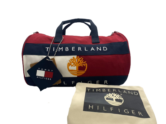 Tommy Hilfiger x Timberland Red & Blue Organic Cotton Duffle Bag with Dust Bag