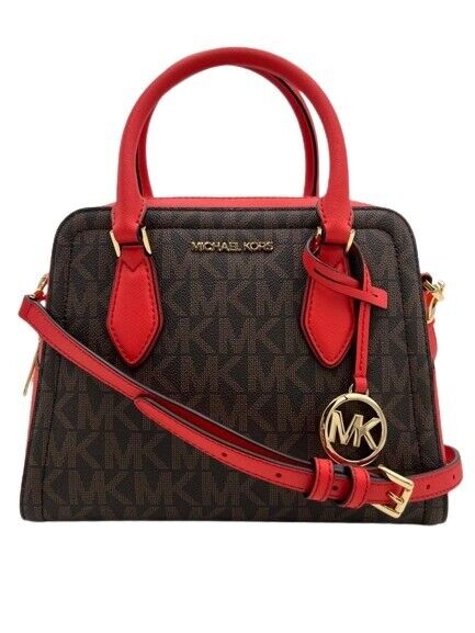 MICHAEL KORS Ayden Medium Signature Logo Leather Satchel