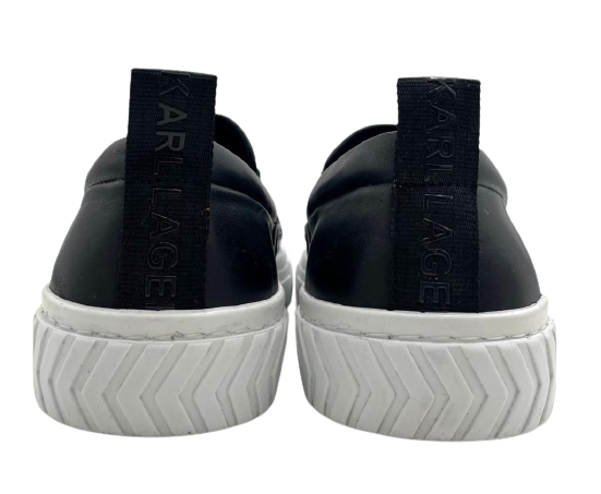 Karl Lagerfeld Paris Men's Black Laceless Crocodile  Leather Sneaker - Size 11