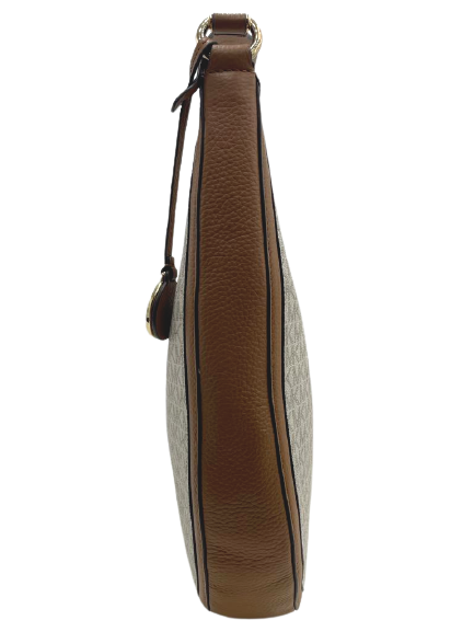 Michael Kors Lydia Signature Logo Large Hobo Shoulder Bag Vanilla/Brown