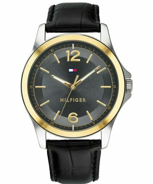 Tommy Hilfiger 1791518 Black Leather Strap Watch 42mm