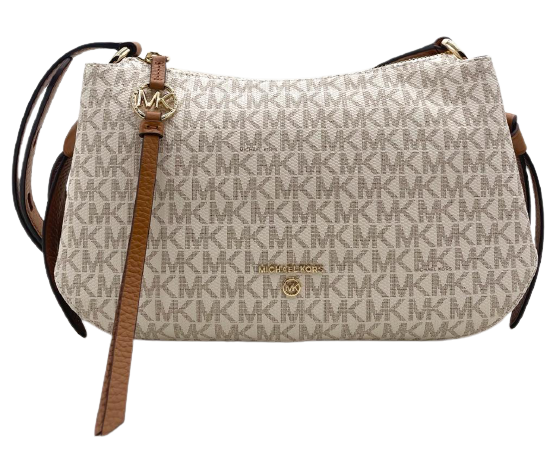 Michael Kors Grand Signature Logo Vanilla/Brown Medium Messenger Crossbody Bag