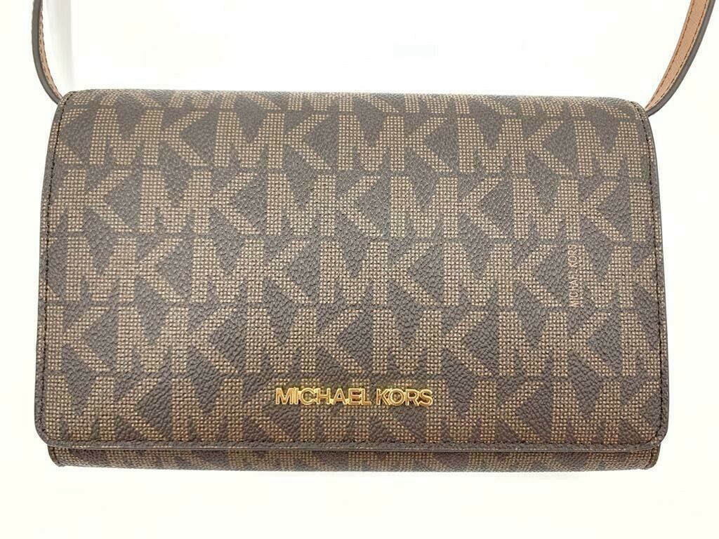 Michael Kors PVC Signature Logo Large Flap Crossbody Clutch