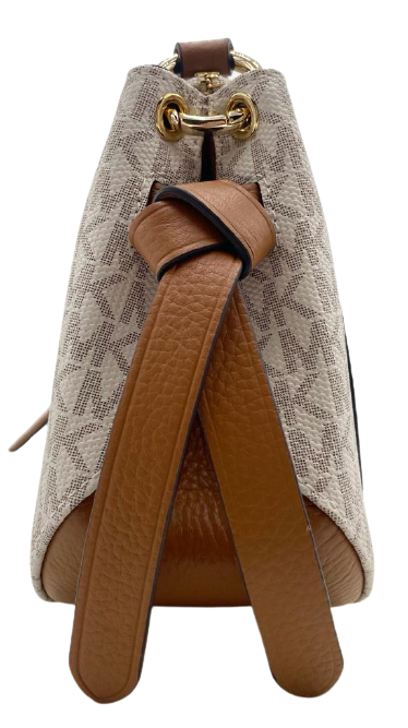 Michael Kors Grand Signature Logo Vanilla/Brown Medium Messenger Crossbody Bag