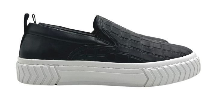 Karl Lagerfeld Paris Men's Black Laceless Crocodile Leather Sneaker - Size 11