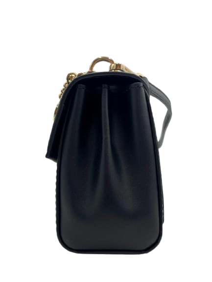 Michael Kors Lita Small Black / Gold  Leather Crossbody Bag
