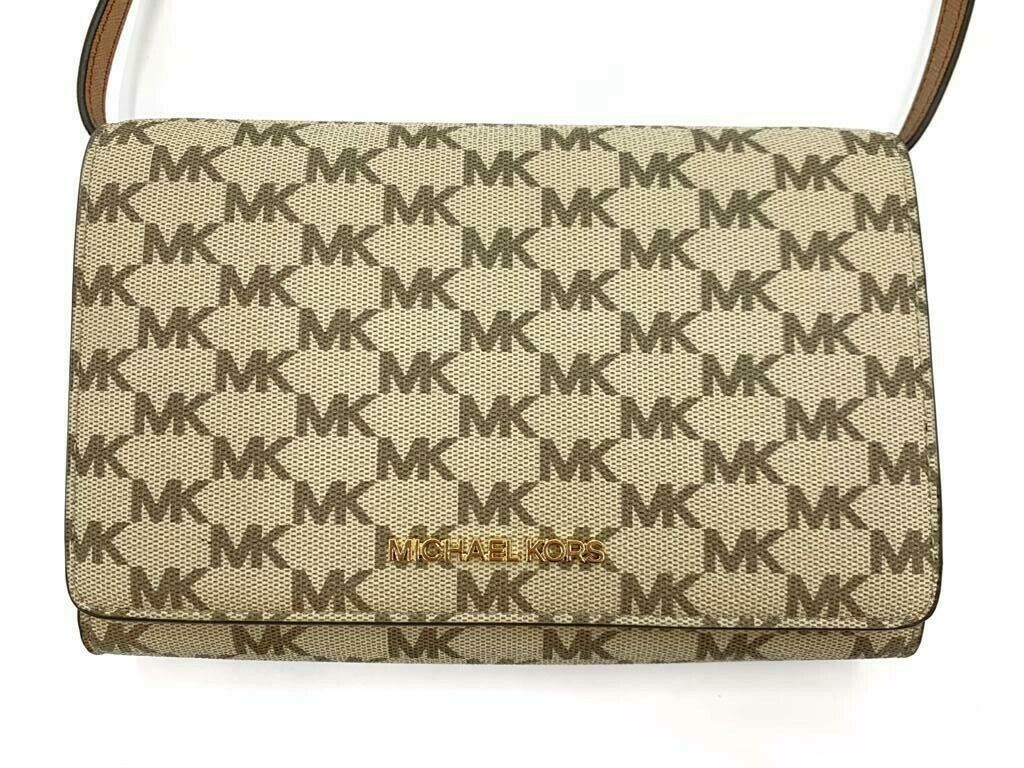 Michael Kors PVC Signature Logo Large Flap Crossbody Clutch