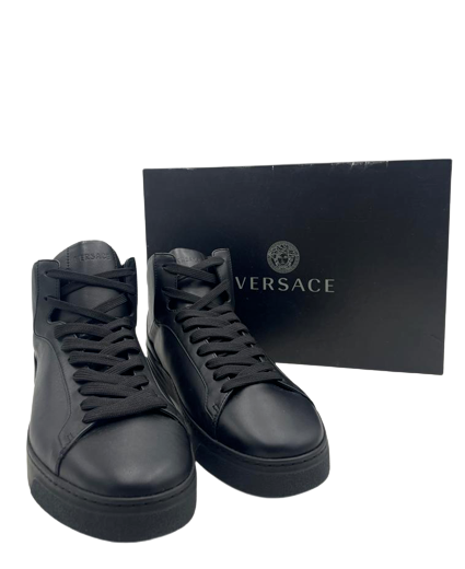 Versace Nero Vitello Black Sneaker Size 10.5